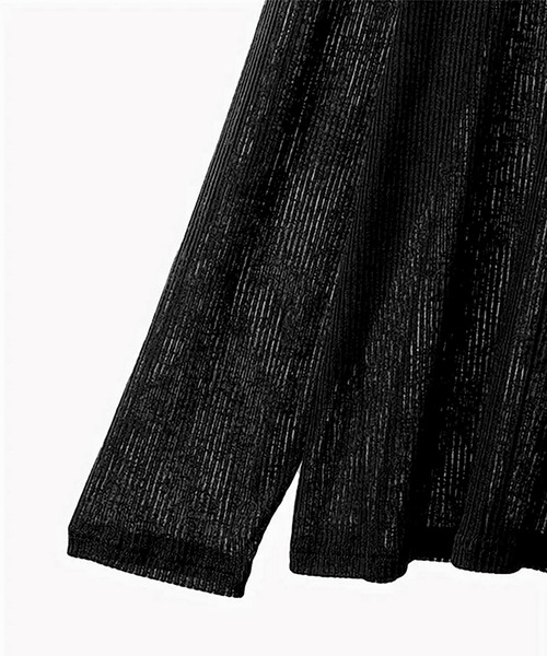 JOHNNY WOLF(ジョニーウルフ)の「BASK オーバーサイズ 針抜きリブニット Tシャツ(Tシャツ/カットソー・メンズ・ブラック/ホワイト・L/M/S)」の5枚目の写真