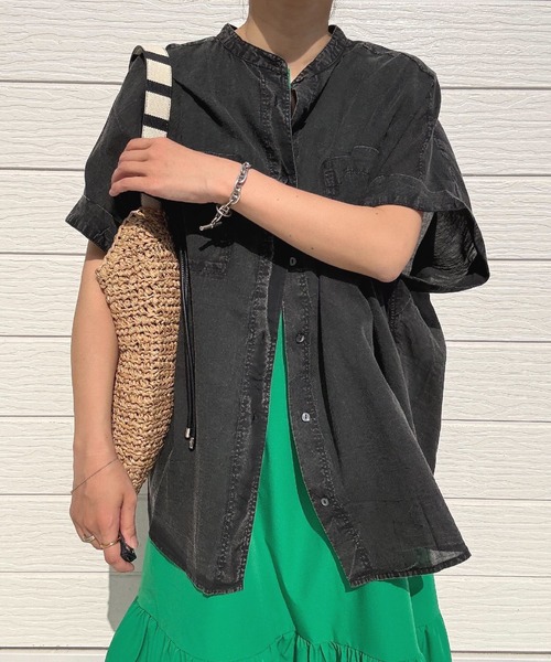 Q（キュー）の「ボーダーワンハンドルトート（トートバッグ・レディース・ブラック/オリーブ・ONE SIZE）」の18枚目の写真