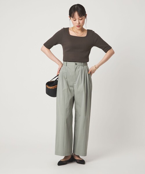 green label relaxing（グリーンレーベルリラクシング）の「デコルテ フライス Tシャツ 抗菌（Tシャツ/カットソー・レディース・オフホワイト/ブラック/ダークブラウン/その他1・FREE）」の7枚目の写真