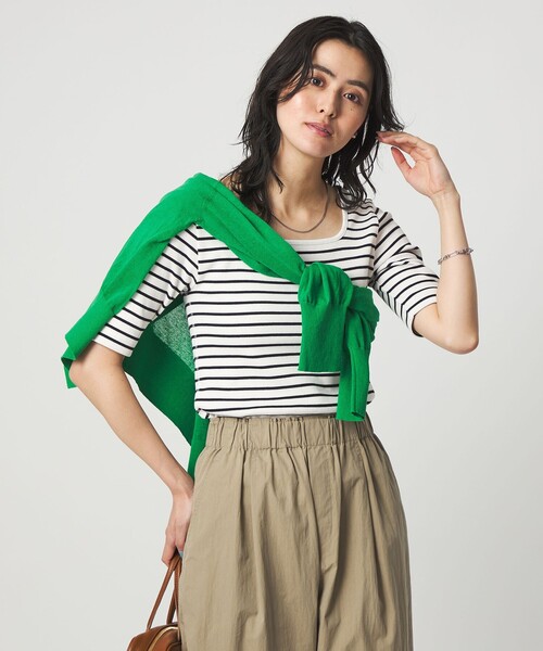 green label relaxing（グリーンレーベルリラクシング）の「デコルテ フライス Tシャツ 抗菌（Tシャツ/カットソー・レディース・オフホワイト/ブラック/ダークブラウン/その他1・FREE）」の15枚目の写真