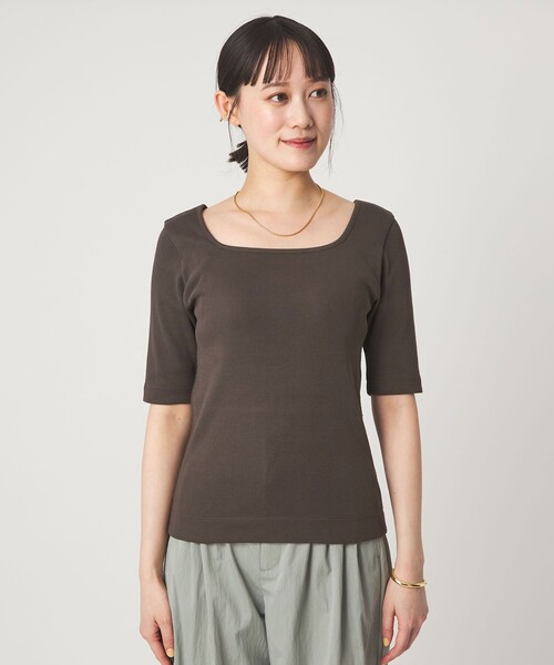 green label relaxing（グリーンレーベルリラクシング）の「デコルテ フライス Tシャツ 抗菌（Tシャツ/カットソー・レディース・オフホワイト/ブラック/ダークブラウン/その他1・FREE）」の18枚目の写真