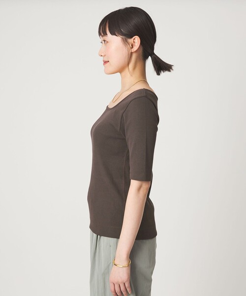 green label relaxing（グリーンレーベルリラクシング）の「デコルテ フライス Tシャツ 抗菌（Tシャツ/カットソー・レディース・オフホワイト/ブラック/ダークブラウン/その他1・FREE）」の19枚目の写真