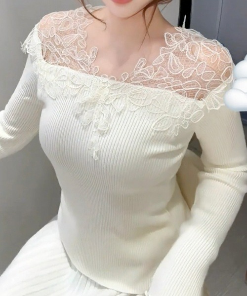 Ritomo De Ricco(リトモ・デ・リコ)の「センシュアルレースプルオーバー(Tシャツ/カットソー・レディース・ブラック/ホワイト/グレー・FREE)」の5枚目の写真