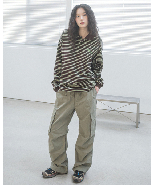 HAVISM(ヘビズム)の「FF STRIPE COLLAR L/S TEE(BROWN)(ポロシャツ・レディース・その他・ONE SIZE)」の3枚目の写真