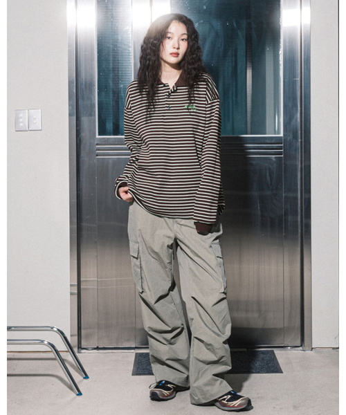HAVISM(ヘビズム)の「FF STRIPE COLLAR L/S TEE(BROWN)(ポロシャツ・レディース・その他・ONE SIZE)」の5枚目の写真