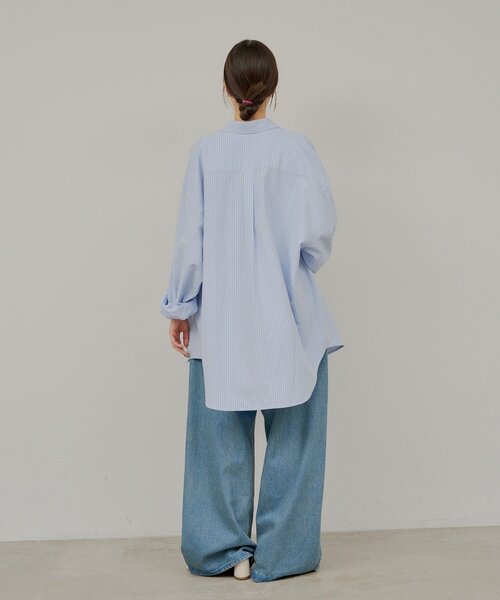 WHIMSIC(ウィムジック)の「【UNISEX】シアーサッカーストライプシャツ(シャツ/ブラウス・メンズ・ブルー/イエロー/ピンク・FREE)」の9枚目の写真