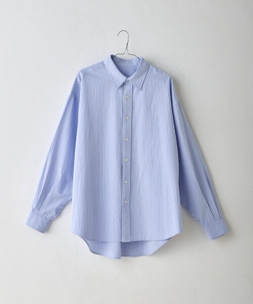 WHIMSIC(ウィムジック)の「【UNISEX】シアーサッカーストライプシャツ(シャツ/ブラウス・メンズ・ブルー/イエロー/ピンク・FREE)」の14枚目の写真