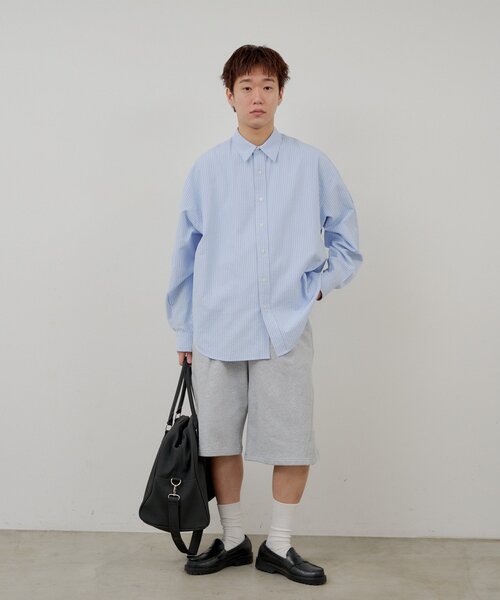 WHIMSIC(ウィムジック)の「【UNISEX】シアーサッカーストライプシャツ(シャツ/ブラウス・メンズ・ブルー/イエロー/ピンク・FREE)」の17枚目の写真