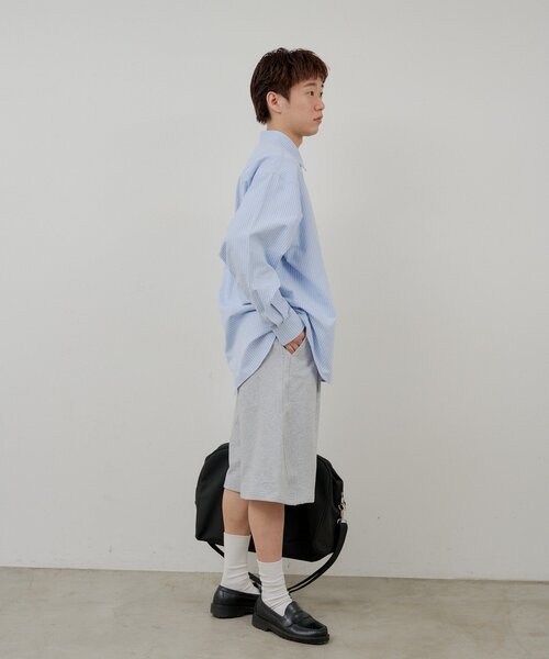 WHIMSIC(ウィムジック)の「【UNISEX】シアーサッカーストライプシャツ(シャツ/ブラウス・メンズ・ブルー/イエロー/ピンク・FREE)」の18枚目の写真
