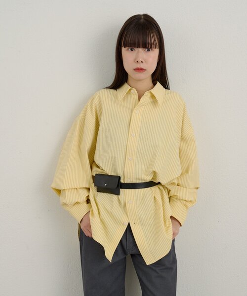 WHIMSIC(ウィムジック)の「【UNISEX】シアーサッカーストライプシャツ(シャツ/ブラウス・メンズ・ブルー/イエロー/ピンク・FREE)」の21枚目の写真