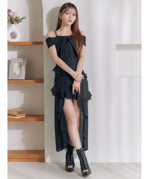 EATME(イートミー)の「リボンアシンメトリーワンピース(ワンピース・レディース・オレンジ/ピンク/オフホワイト/ブラック・SMALL/MEDIUM)」の6枚目の写真