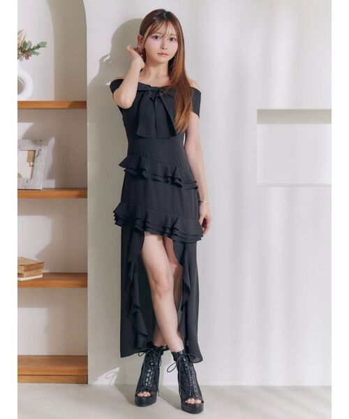 EATME(イートミー)の「リボンアシンメトリーワンピース(ワンピース・レディース・オレンジ/ピンク/オフホワイト/ブラック・SMALL/MEDIUM)」の8枚目の写真