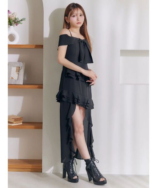 EATME(イートミー)の「リボンアシンメトリーワンピース(ワンピース・レディース・オレンジ/ピンク/オフホワイト/ブラック・SMALL/MEDIUM)」の9枚目の写真