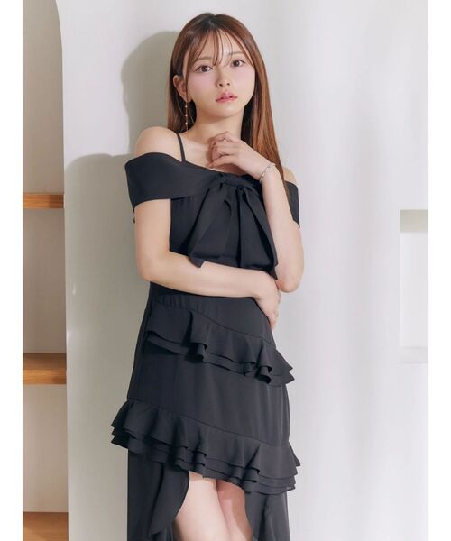 EATME(イートミー)の「リボンアシンメトリーワンピース(ワンピース・レディース・オレンジ/ピンク/オフホワイト/ブラック・SMALL/MEDIUM)」の10枚目の写真