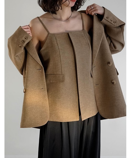 Re:EDIT（リエディ）の「[2026S/S COLLECTION][UVカット][イージーケア][シワになりにくい]ドライタッチホップサックビスチェ（キャミソール・レディース・ブラウン/ベージュ/グレー/ブラック・LARGE/MEDIUM）」の4枚目の写真