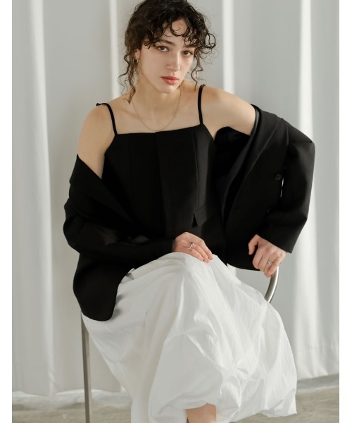 Re:EDIT（リエディ）の「[2026S/S COLLECTION][UVカット][イージーケア][シワになりにくい]ドライタッチホップサックビスチェ（キャミソール・レディース・ブラウン/ベージュ/グレー/ブラック・LARGE/MEDIUM）」の7枚目の写真