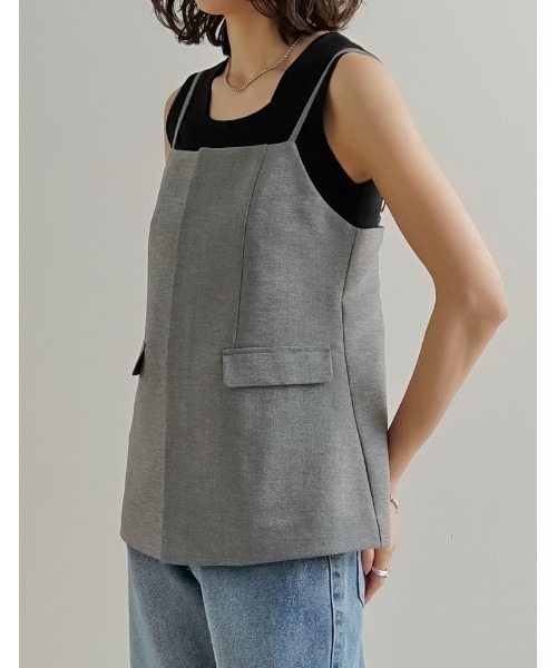 Re:EDIT（リエディ）の「[2026S/S COLLECTION][UVカット][イージーケア][シワになりにくい]ドライタッチホップサックビスチェ（キャミソール・レディース・ブラウン/ベージュ/グレー/ブラック・LARGE/MEDIUM）」の10枚目の写真