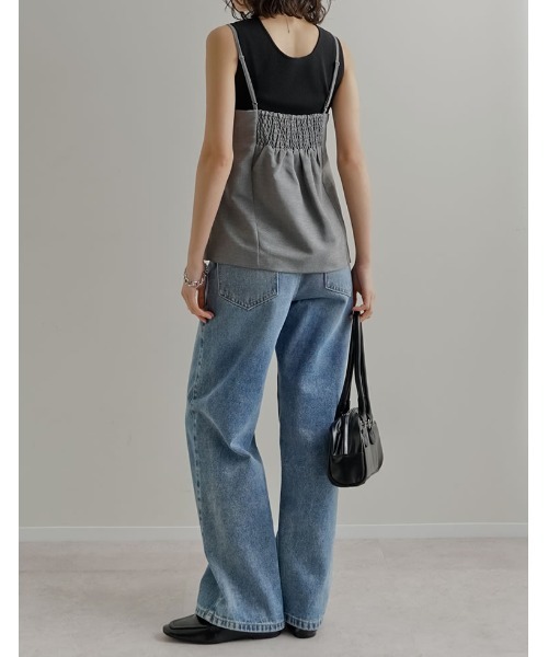 Re:EDIT（リエディ）の「[2026S/S COLLECTION][UVカット][イージーケア][シワになりにくい]ドライタッチホップサックビスチェ（キャミソール・レディース・ブラウン/ベージュ/グレー/ブラック・LARGE/MEDIUM）」の11枚目の写真