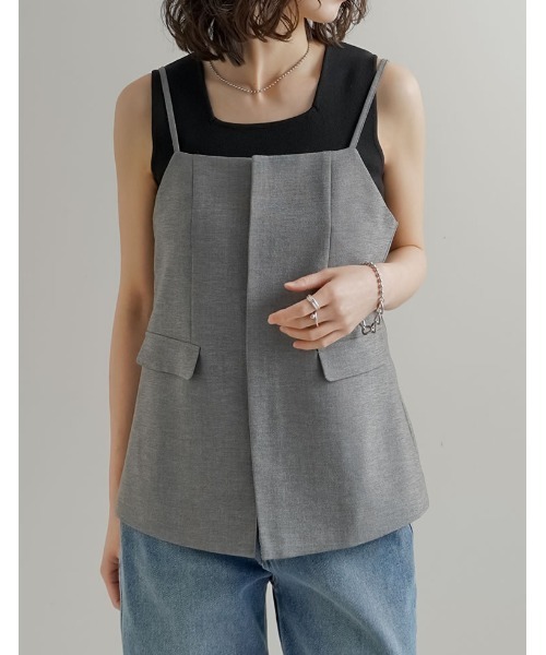 Re:EDIT（リエディ）の「[2026S/S COLLECTION][UVカット][イージーケア][シワになりにくい]ドライタッチホップサックビスチェ（キャミソール・レディース・ブラウン/ベージュ/グレー/ブラック・LARGE/MEDIUM）」の12枚目の写真