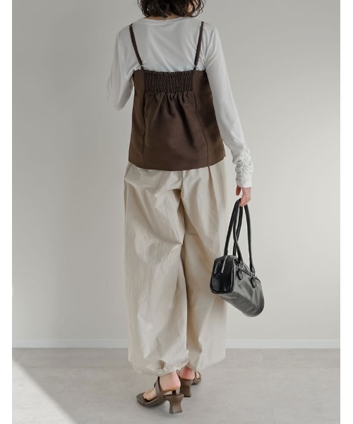 Re:EDIT（リエディ）の「[2026S/S COLLECTION][UVカット][イージーケア][シワになりにくい]ドライタッチホップサックビスチェ（キャミソール・レディース・ブラウン/ベージュ/グレー/ブラック・LARGE/MEDIUM）」の15枚目の写真