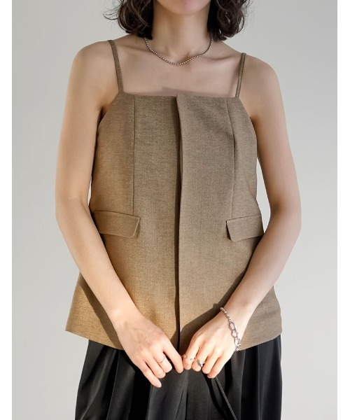 Re:EDIT（リエディ）の「[2026S/S COLLECTION][UVカット][イージーケア][シワになりにくい]ドライタッチホップサックビスチェ（キャミソール・レディース・ブラウン/ベージュ/グレー/ブラック・LARGE/MEDIUM）」の18枚目の写真