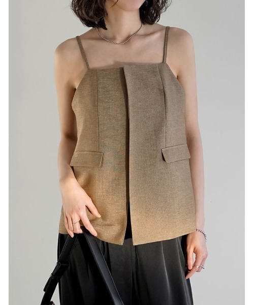 Re:EDIT（リエディ）の「[2026S/S COLLECTION][UVカット][イージーケア][シワになりにくい]ドライタッチホップサックビスチェ（キャミソール・レディース・ブラウン/ベージュ/グレー/ブラック・LARGE/MEDIUM）」の20枚目の写真