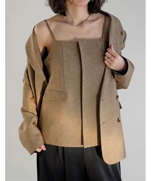 Re:EDIT（リエディ）の「[2026S/S COLLECTION][UVカット][イージーケア][シワになりにくい]ドライタッチホップサックビスチェ（キャミソール・レディース・ブラウン/ベージュ/グレー/ブラック・LARGE/MEDIUM）」の21枚目の写真