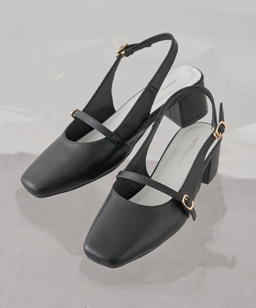 earth music&ecology(アースミュージックアンドエコロジー)の「ベルトミュールパンプス(パンプス・レディース・シルバー/ブラック・S/L/M)」の2枚目の写真