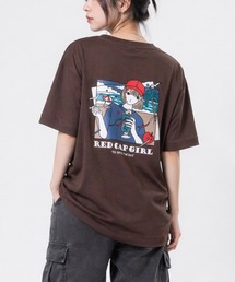 【a-r】〔RedCapGirl/レッドキャップガール〕冷感スラブ天竺 イラストプリント半袖スウェットTシャツ 接触冷感/速乾