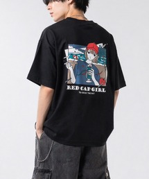 【a-r】〔RedCapGirl/レッドキャップガール〕冷感スラブ天竺 イラストプリント半袖スウェットTシャツ 接触冷感/速乾