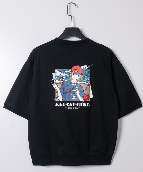 Red Cap Girl（レッドキャプガール）の「【a-r】〔RedCapGirl/レッドキャップガール〕冷感スラブ天竺 イラストプリント半袖スウェットTシャツ 接触冷感/速乾（Tシャツ/カットソー・メンズ・ブラック/アイボリー/ブラウン・LARGE/MEDIUM）」の12枚目の写真
