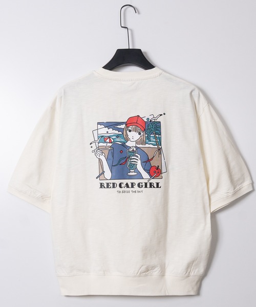 Red Cap Girl（レッドキャプガール）の「【a-r】〔RedCapGirl/レッドキャップガール〕冷感スラブ天竺 イラストプリント半袖スウェットTシャツ 接触冷感/速乾（Tシャツ/カットソー・メンズ・ブラック/アイボリー/ブラウン・LARGE/MEDIUM）」の10枚目の写真