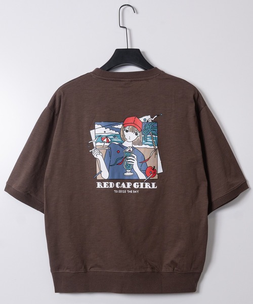 Red Cap Girl（レッドキャプガール）の「【a-r】〔RedCapGirl/レッドキャップガール〕冷感スラブ天竺 イラストプリント半袖スウェットTシャツ 接触冷感/速乾（Tシャツ/カットソー・メンズ・ブラック/アイボリー/ブラウン・LARGE/MEDIUM）」の14枚目の写真