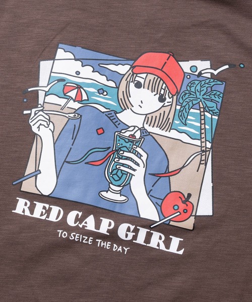 Red Cap Girl（レッドキャプガール）の「【a-r】〔RedCapGirl/レッドキャップガール〕冷感スラブ天竺 イラストプリント半袖スウェットTシャツ 接触冷感/速乾（Tシャツ/カットソー・メンズ・ブラック/アイボリー/ブラウン・LARGE/MEDIUM）」の7枚目の写真