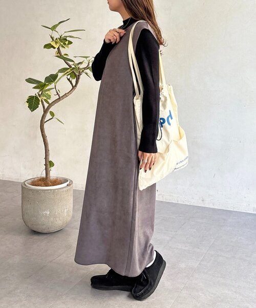 CPCM(シーピーシーエム)の「インナーセットフェイクスエードジャンスカ(ワンピース・レディース・アイボリー/カーキ/チャコールグレー/モカ・FREE)」の19枚目の写真
