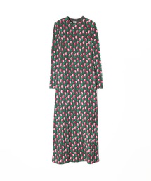 HOLIDAY | SUPER RIB PADDED SHOULDER L/S DRESS (TULIP) スーパーリブパディッドショルダーロングスリーブドレス (チューリップ)(ワンピース)