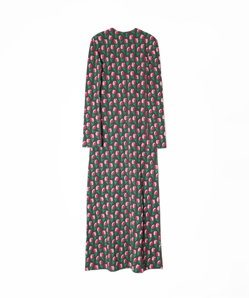 HOLIDAY（ホリデイ）の「SUPER RIB PADDED SHOULDER L/S DRESS (TULIP) スーパーリブパディッドショルダーロングスリーブドレス (チューリップ)（ワンピース・レディース・チャコールグレー・ONE SIZE）」の2枚目の写真