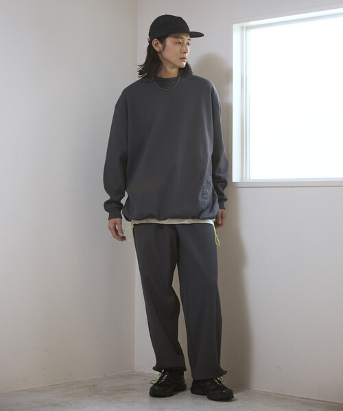 Firsthand(ファーストハンド)の「Firsthand/ファーストハンド サイドポケット スピンドル テック サーマル クルー / ビッグシルエット ロングスリーブ サーマルトップス(Tシャツ/カットソー・メンズ・ブラック/ホワイト/ブルーグレー/チャコールグレー・LARGE/MEDIUM)」の12枚目の写真