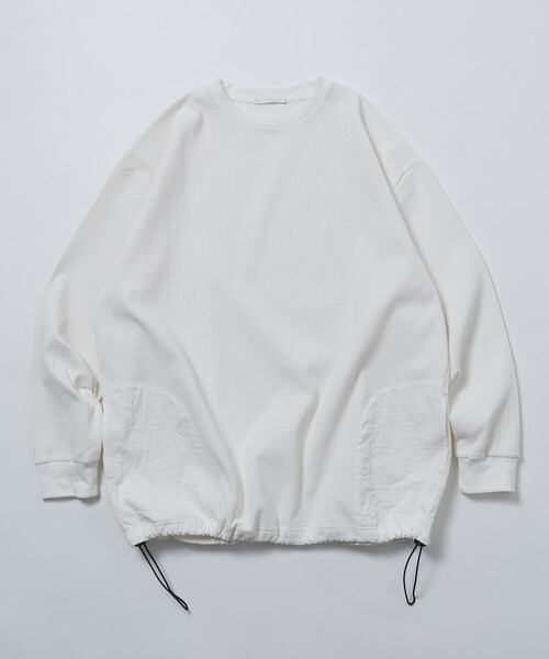 Firsthand(ファーストハンド)の「Firsthand/ファーストハンド サイドポケット スピンドル テック サーマル クルー / ビッグシルエット ロングスリーブ サーマルトップス(Tシャツ/カットソー・メンズ・ブラック/ホワイト/ブルーグレー/チャコールグレー・LARGE/MEDIUM)」の16枚目の写真