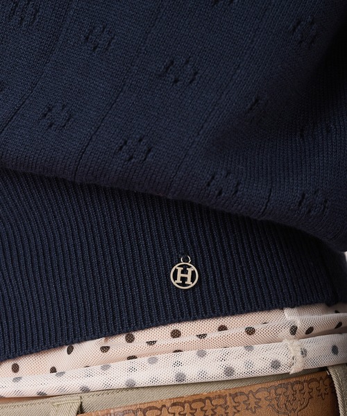 hazyl（ヘイジル）の「eyelet cardigan / アイレットカーディガン（ニット/セーター・レディース・レッド/ネイビー・フリー）」の16枚目の写真