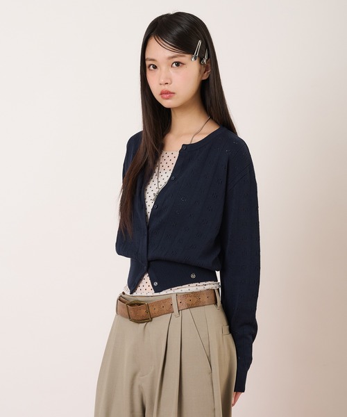 hazyl（ヘイジル）の「eyelet cardigan / アイレットカーディガン（ニット/セーター・レディース・レッド/ネイビー・フリー）」の7枚目の写真