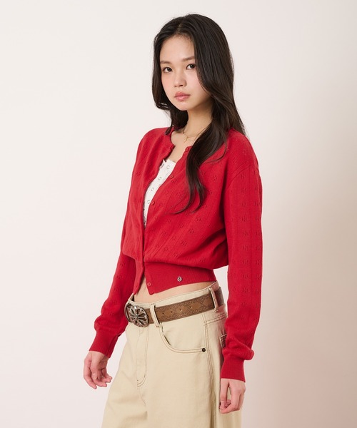 hazyl（ヘイジル）の「eyelet cardigan / アイレットカーディガン（ニット/セーター・レディース・レッド/ネイビー・フリー）」の19枚目の写真