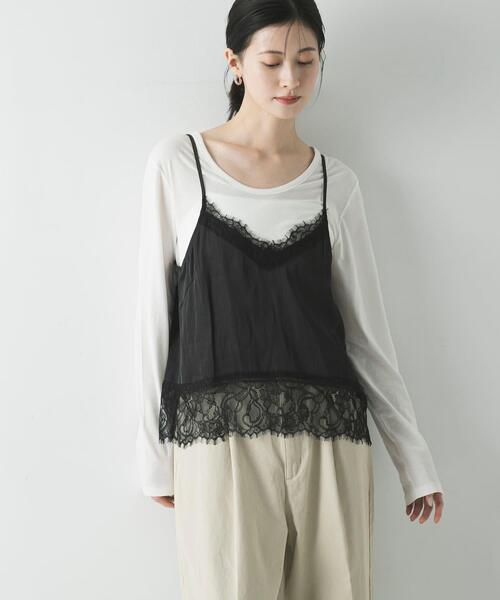 URBAN RESEARCH(アーバンリサーチ)の「2WAYシアーカットソー(Tシャツ/カットソー・レディース・チャコールグレー/オフホワイト/イエロー・FREE)」の4枚目の写真