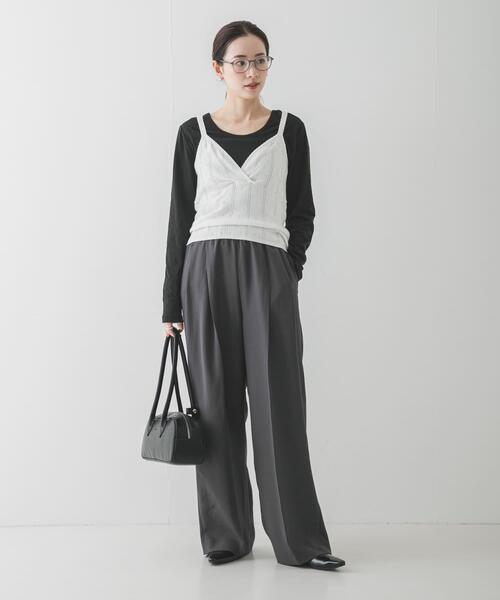 URBAN RESEARCH(アーバンリサーチ)の「2WAYシアーカットソー(Tシャツ/カットソー・レディース・チャコールグレー/オフホワイト/イエロー・FREE)」の5枚目の写真