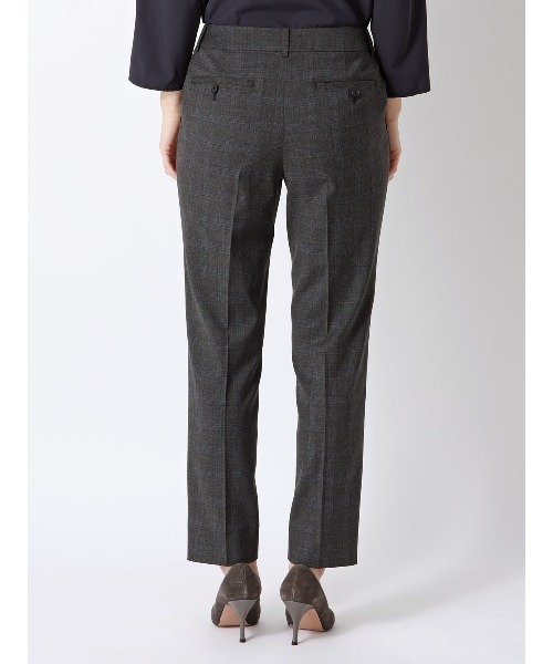 SUIT SQUARE(スーツスクエア)の「テーパードパンツ ウォッシャブル ストレッチ WOOLISH グレンチェック(スラックス・レディース・グレー・40(11号)/38(9号)/36(7号))」の5枚目の写真