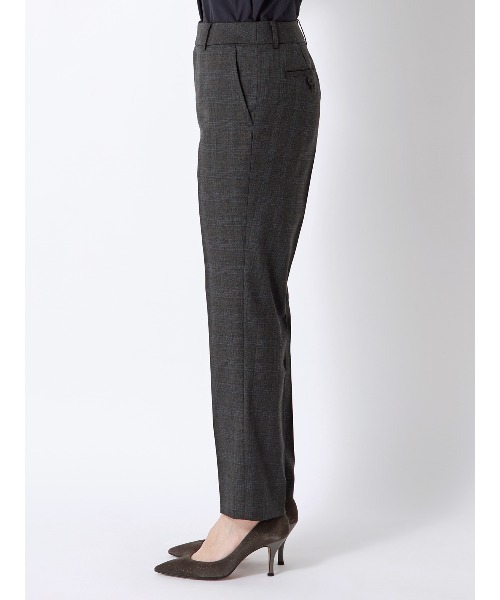 SUIT SQUARE(スーツスクエア)の「テーパードパンツ ウォッシャブル ストレッチ WOOLISH グレンチェック(スラックス・レディース・グレー・40(11号)/38(9号)/36(7号))」の4枚目の写真