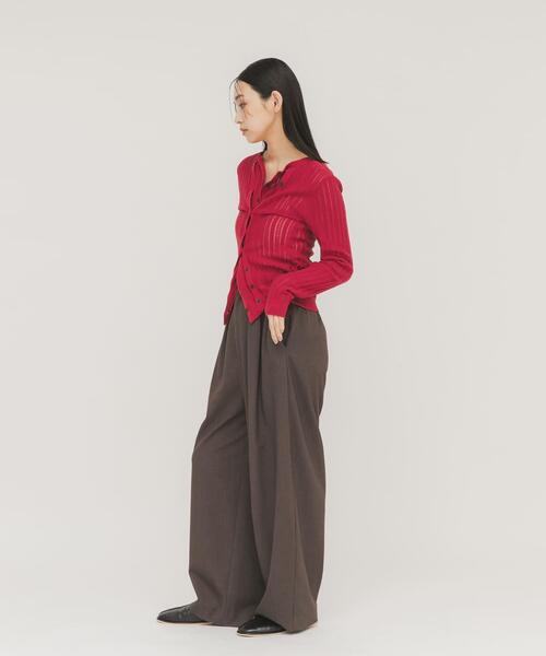 KBF（ケイビーエフ）の「ダブルフロントニット（ニット/セーター・レディース・レッド/アイボリー/チャコールグレー・ONE）」の8枚目の写真