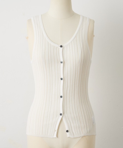 paradigm（パラダイム）の「【paradigm】コットンモダール針抜シアーリブタンク（タンクトップ・レディース・チャコールグレー/ホワイト/ライトグレー/ピンク/ブラック・SMALL/MEDIUM）」の2枚目の写真