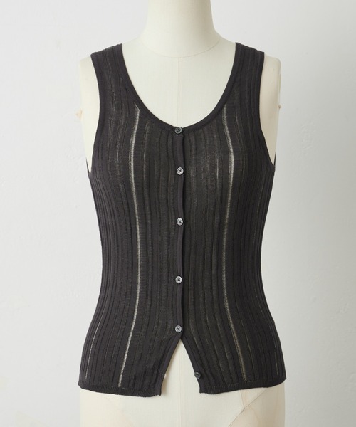 paradigm（パラダイム）の「【paradigm】コットンモダール針抜シアーリブタンク（タンクトップ・レディース・チャコールグレー/ホワイト/ライトグレー/ピンク/ブラック・SMALL/MEDIUM）」の8枚目の写真