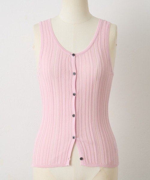 paradigm（パラダイム）の「【paradigm】コットンモダール針抜シアーリブタンク（タンクトップ・レディース・チャコールグレー/ホワイト/ライトグレー/ピンク/ブラック・SMALL/MEDIUM）」の9枚目の写真